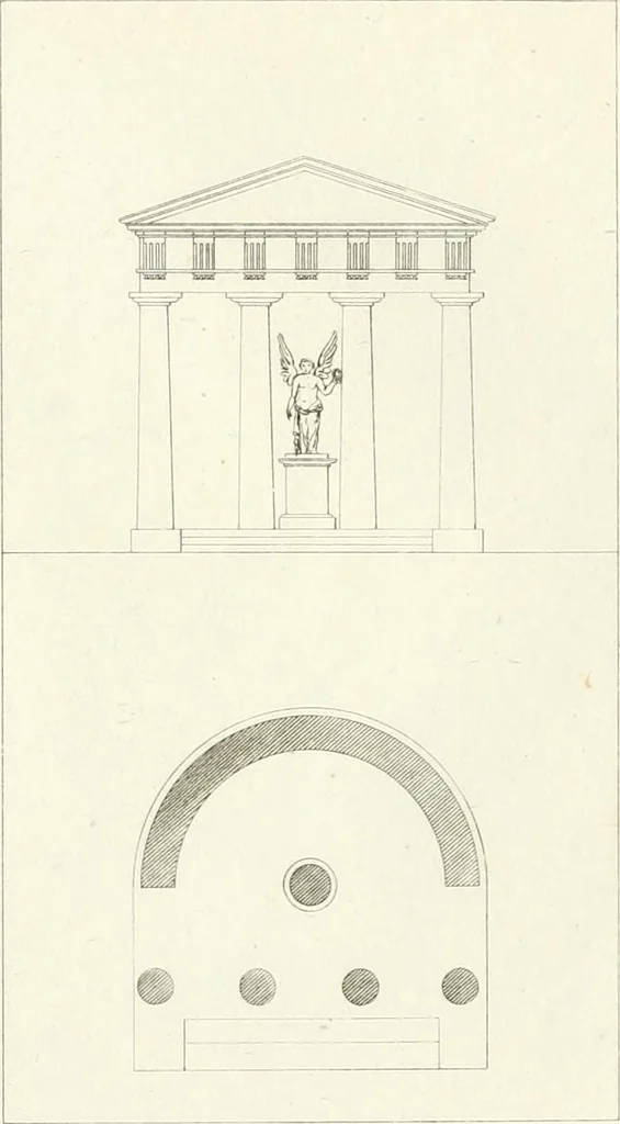 An illustration from Essai sur la composition et l'ornement des jardins : ou, Recueil de plans de jardins de ville et de campagne, de fabriques propres à leur décoration, et de machines pour élever les eaux ; ouvrage faisant suite à l'Almanach du bon jardinier, 1823, leaf 133