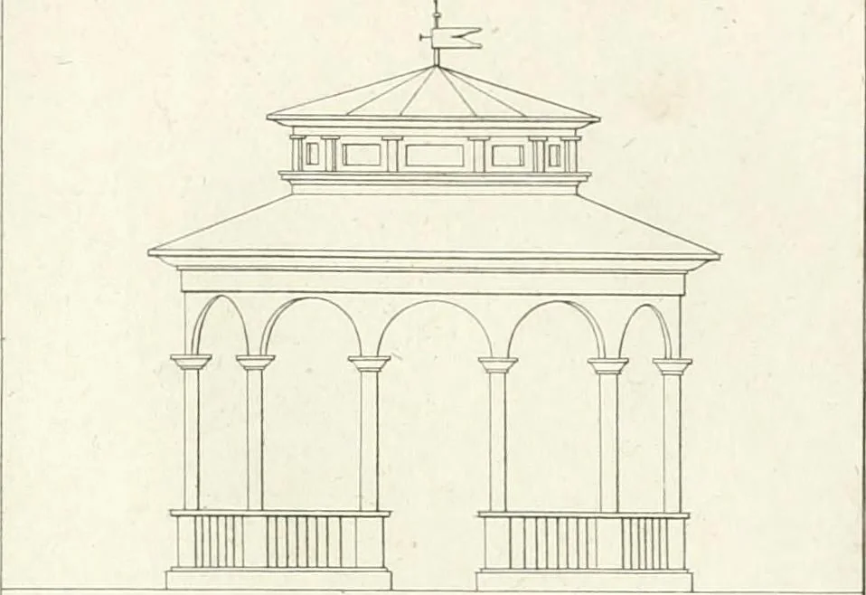 An illustration from Essai sur la composition et l'ornement des jardins : ou, Recueil de plans de jardins de ville et de campagne, de fabriques propres à leur décoration, et de machines pour élever les eaux ; ouvrage faisant suite à l'Almanach du bon jardinier, 1823, leaf 161