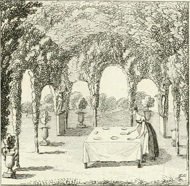An illustration from Essai sur la composition et l'ornement des jardins : ou, Recueil de plans de jardins de ville et de campagne, de fabriques propres à leur décoration, et de machines pour élever les eaux ; ouvrage faisant suite à l'Almanach du bon jardinier, 1823, leaf 169