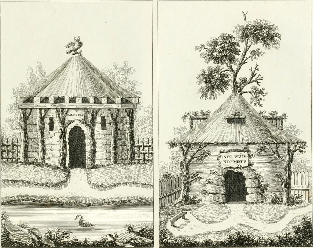 An illustration from Essai sur la composition et l'ornement des jardins : ou, Recueil de plans de jardins de ville et de campagne, de fabriques propres à leur décoration, et de machines pour élever les eaux ; ouvrage faisant suite à l'Almanach du bon jardinier, 1823, leaf 171