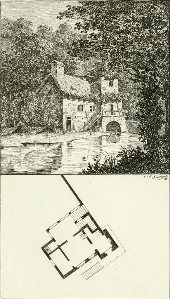 An illustration from Essai sur la composition et l'ornement des jardins : ou, Recueil de plans de jardins de ville et de campagne, de fabriques propres à leur décoration, et de machines pour élever les eaux ; ouvrage faisant suite à l'Almanach du bon jardinier, 1823, leaf 173
