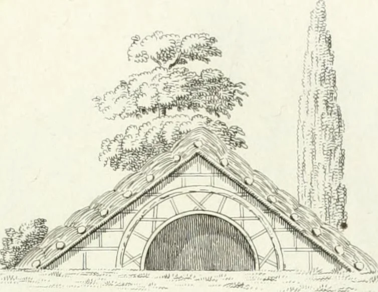 An illustration from Essai sur la composition et l'ornement des jardins : ou, Recueil de plans de jardins de ville et de campagne, de fabriques propres à leur décoration, et de machines pour élever les eaux ; ouvrage faisant suite à l'Almanach du bon jardinier, 1823, leaf 177