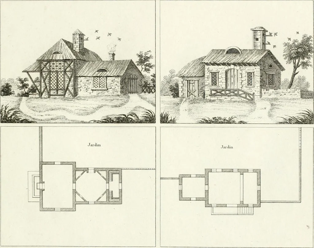 An illustration from Essai sur la composition et l'ornement des jardins : ou, Recueil de plans de jardins de ville et de campagne, de fabriques propres à leur décoration, et de machines pour élever les eaux ; ouvrage faisant suite à l'Almanach du bon jardinier, 1823, leaf 179