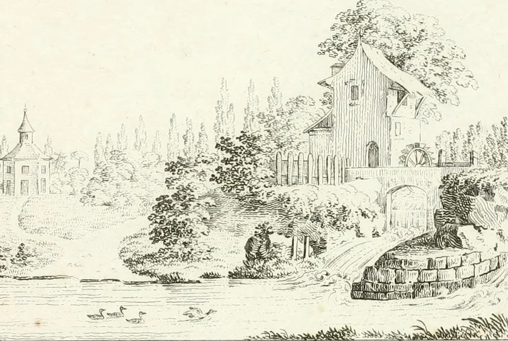 An illustration from Essai sur la composition et l'ornement des jardins : ou, Recueil de plans de jardins de ville et de campagne, de fabriques propres à leur décoration, et de machines pour élever les eaux ; ouvrage faisant suite à l'Almanach du bon jardinier, 1823, leaf 223