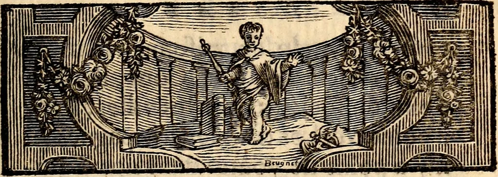 An illustration from Essai sur le beau : augmentée de six discours : sur le modus, sur le decorum, sur les graces, sur l'amour du beau, sur l'amour désintéressé, 1770, leaf 16