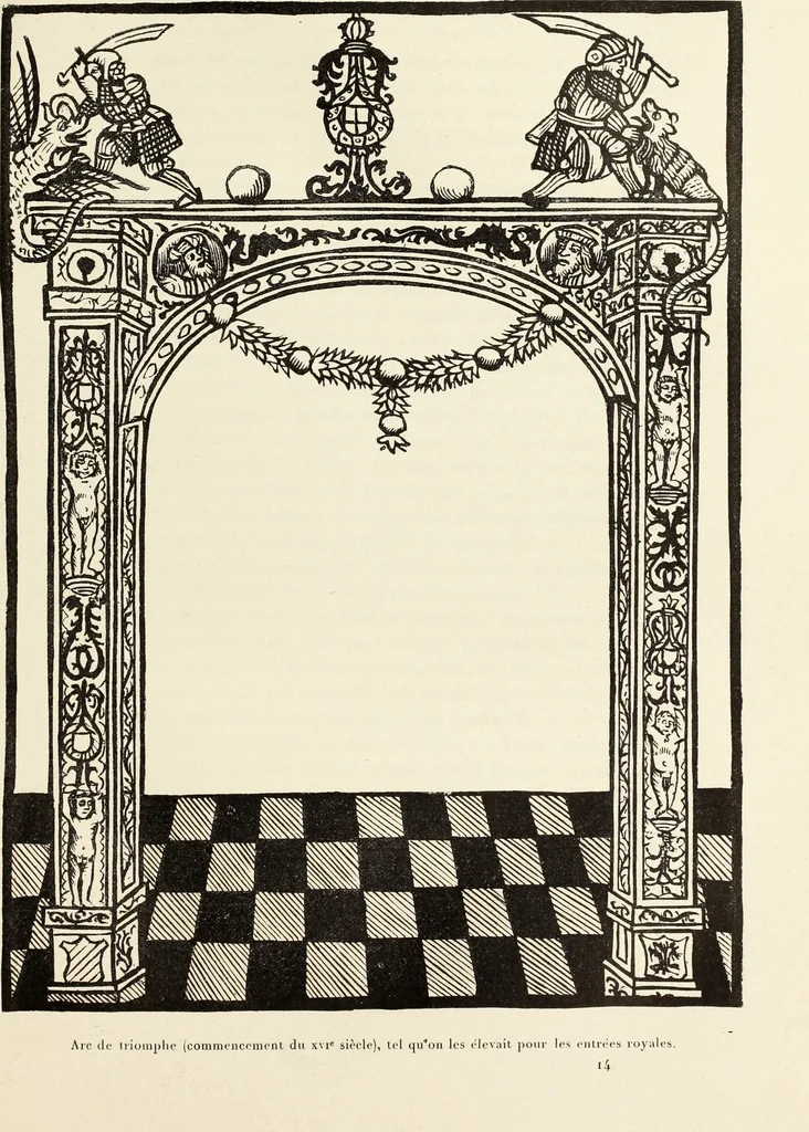 An illustration from Essai sur l'histoire du théâtre : la mise en scène, le décor, le costume, l'architecture, l'éclairage, l'hygiène, 1893, leaf 122
