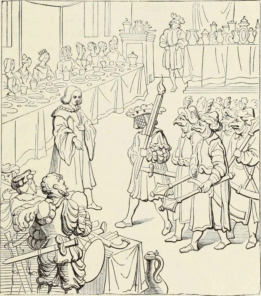 An illustration from Essai sur l'histoire du théâtre : la mise en scène, le décor, le costume, l'architecture, l'éclairage, l'hygiène, 1893, leaf 212