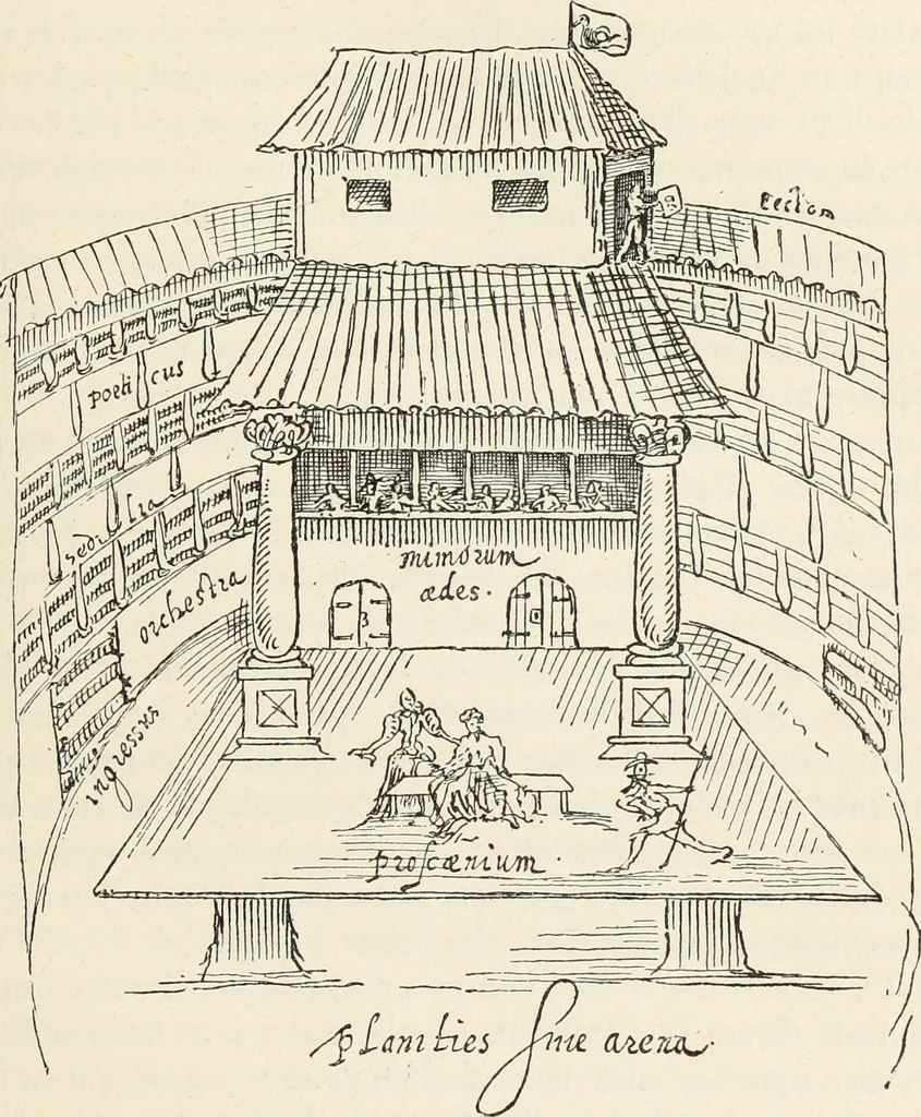 An illustration from Essai sur l'histoire du théâtre : la mise en scène, le décor, le costume, l'architecture, l'éclairage, l'hygiène, 1893, leaf 282
