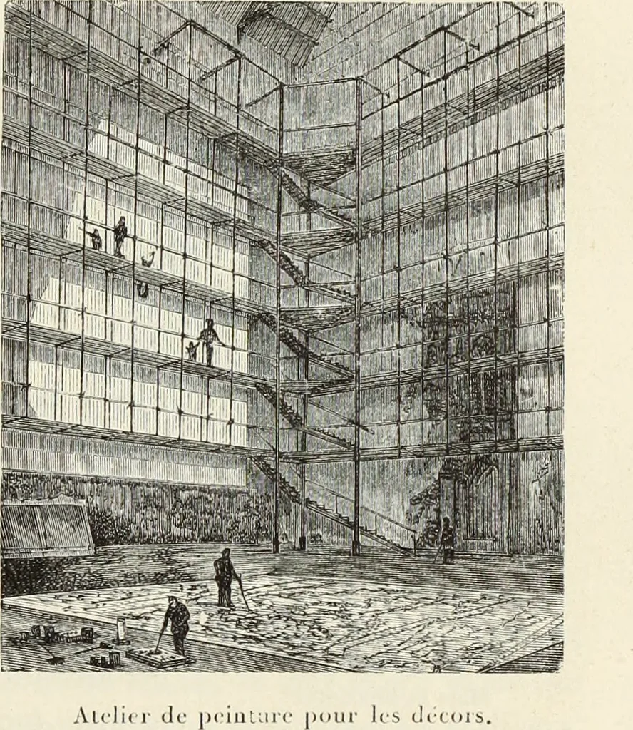 An illustration from Essai sur l'histoire du théâtre : la mise en scène, le décor, le costume, l'architecture, l'éclairage, l'hygiène, 1893, leaf 352