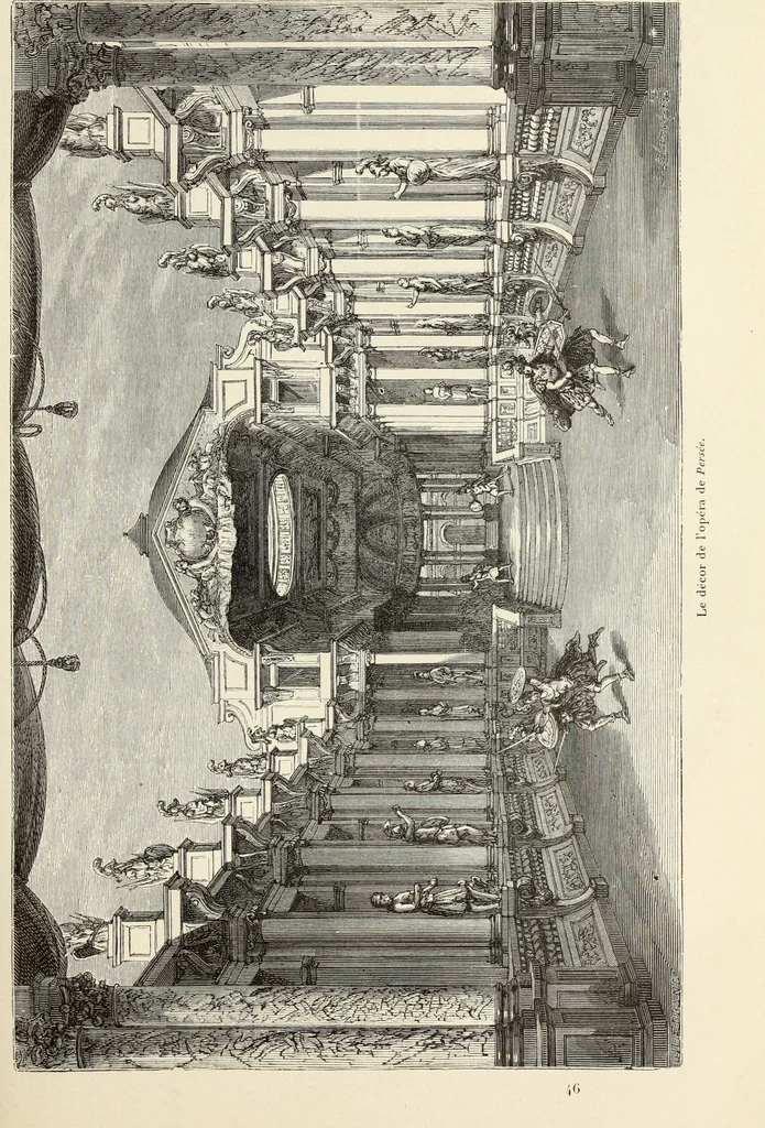 An illustration from Essai sur l'histoire du théâtre : la mise en scène, le décor, le costume, l'architecture, l'éclairage, l'hygiène, 1893, leaf 378