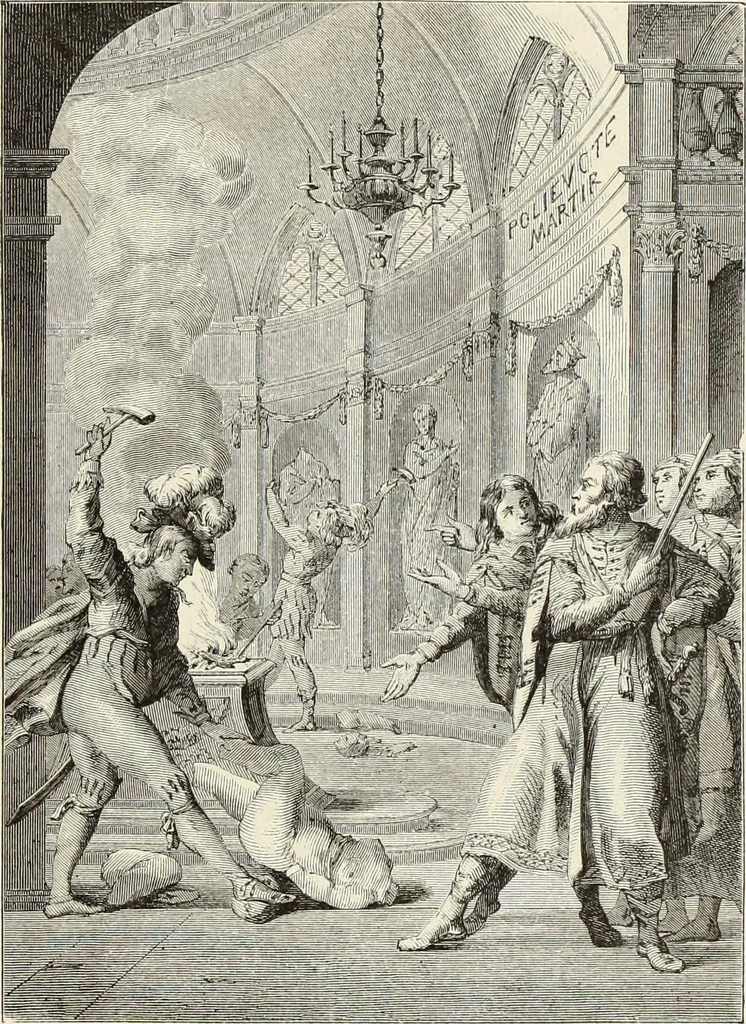 An illustration from Essai sur l'histoire du théâtre : la mise en scène, le décor, le costume, l'architecture, l'éclairage, l'hygiène, 1893, leaf 402