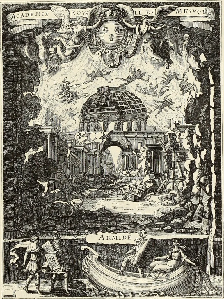 An illustration from Essai sur l'histoire du théâtre : la mise en scène, le décor, le costume, l'architecture, l'éclairage, l'hygiène, 1893, leaf 406