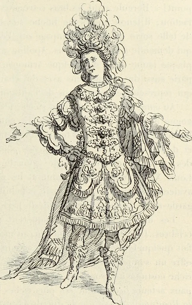 An illustration from Essai sur l'histoire du théâtre : la mise en scène, le décor, le costume, l'architecture, l'éclairage, l'hygiène, 1893, leaf 414