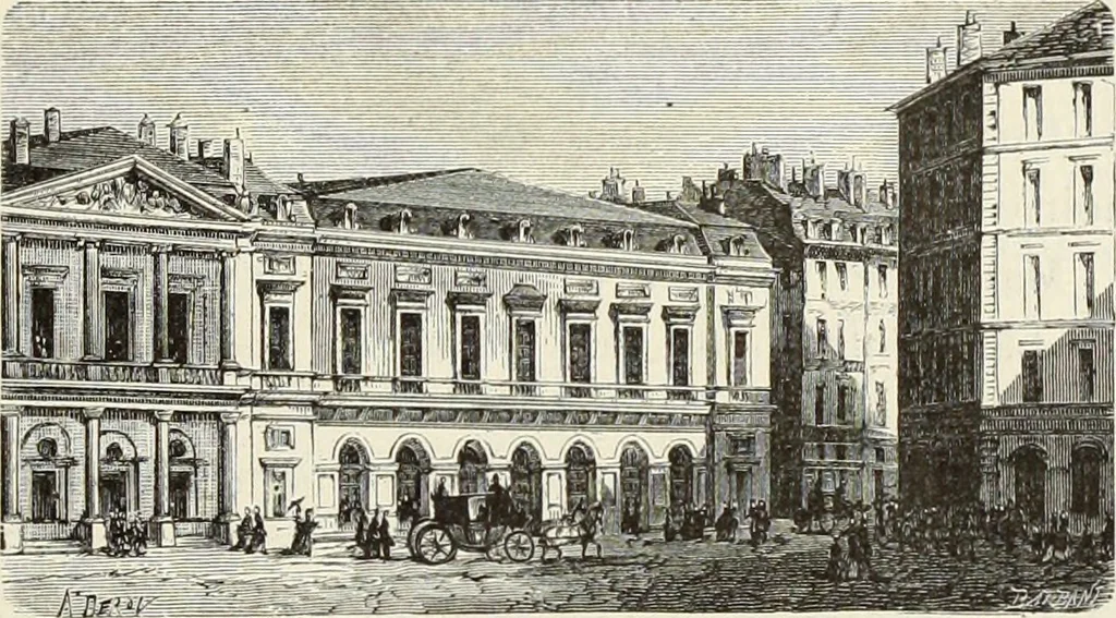 An illustration from Essai sur l'histoire du théâtre : la mise en scène, le décor, le costume, l'architecture, l'éclairage, l'hygiène, 1893, leaf 466