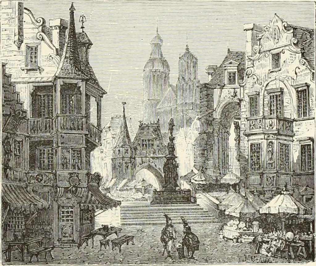 An illustration from Essai sur l'histoire du théâtre : la mise en scène, le décor, le costume, l'architecture, l'éclairage, l'hygiène, 1893, leaf 582