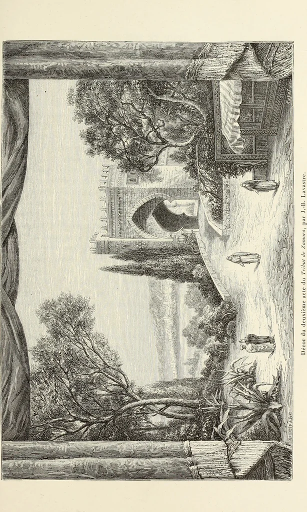 An illustration from Essai sur l'histoire du théâtre : la mise en scène, le décor, le costume, l'architecture, l'éclairage, l'hygiène, 1893, leaf 598