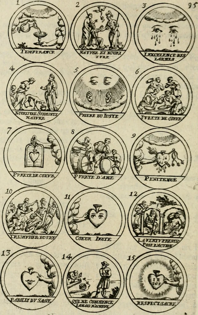 An illustration from Essay d'un dictionnaire contenant la connoissance du monde, des sciences universelles, et particulierement celle des medailles, des passions, des moeurs, des vertus et des vices, &c. : representé par des figures hyerogliphiques, expliquèes en prose & en vers, 1700, leaf 167