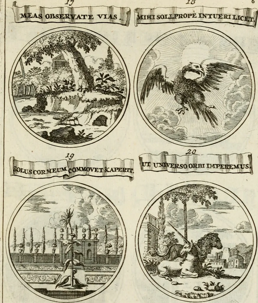 An illustration from Essay d'un dictionnaire contenant la connoissance du monde, des sciences universelles, et particulierement celle des medailles, des passions, des moeurs, des vertus et des vices, &c. : representé par des figures hyerogliphiques, expliquèes en prose & en vers, 1700, leaf 224