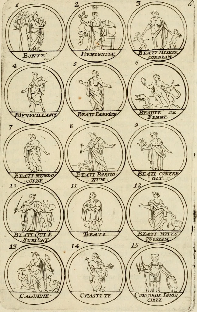 An illustration from Essay d'un dictionnaire contenant la connoissance du monde, des sciences universelles, et particulierement celle des medailles, des passions, des moeurs, des vertus et des vices, &c. : representé par des figures hyerogliphiques, expliquèes en prose & en vers, 1700, leaf 24