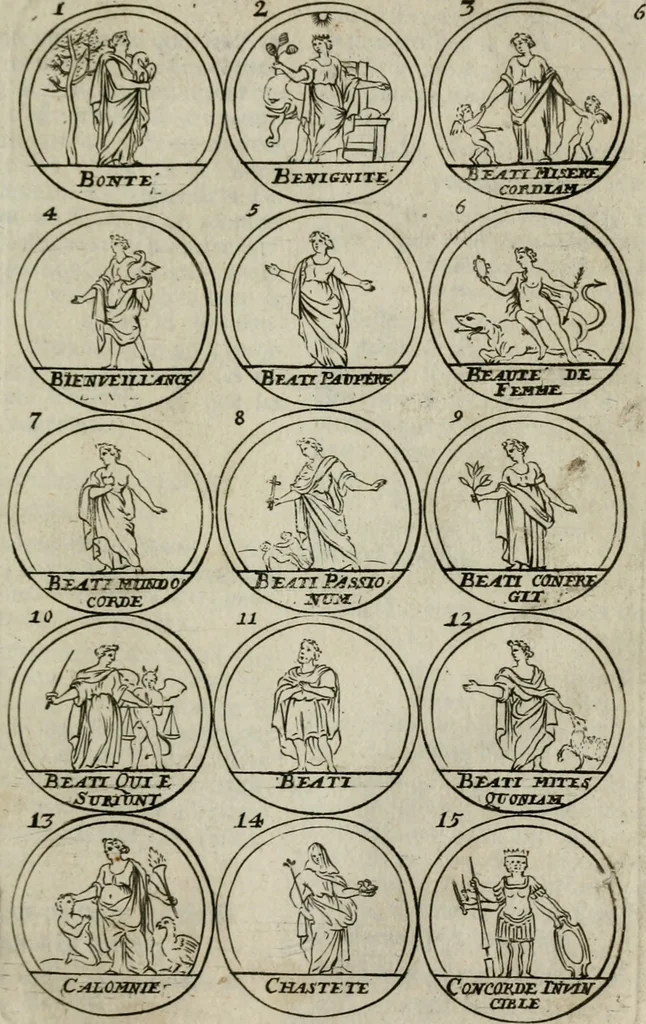 An illustration from Essay d'un dictionnaire contenant la connoissance du monde, des sciences universelles, et particulierement celle des medailles, des passions, des moeurs, des vertus et des vices, &c. ; representé par des figures hyerogliphiques, expliquées en prose & en vers, 1700, leaf 20
