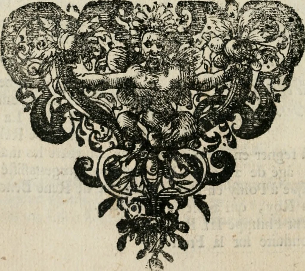 An illustration from Essay d'un dictionnaire contenant la connoissance du monde, des sciences universelles, et particulierement celle des medailles, des passions, des moeurs, des vertus et des vices, &c. ; representé par des figures hyerogliphiques, expliquées en prose & en vers, 1700, leaf 217