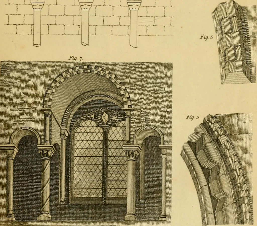 An illustration from Essays on Gothic architecture :, 1800, leaf 214