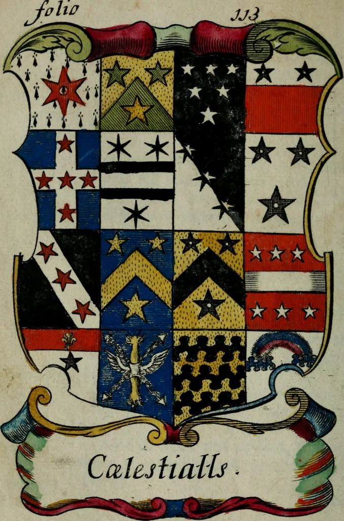 An illustration from An essay to heraldry in two parts. The first containing ... the body of heraldry: the second, honour civil and military; being a treatise of the nobility and gentry of England ... The whole illustrated with variety of ... sculptures .., 1684, leaf 171