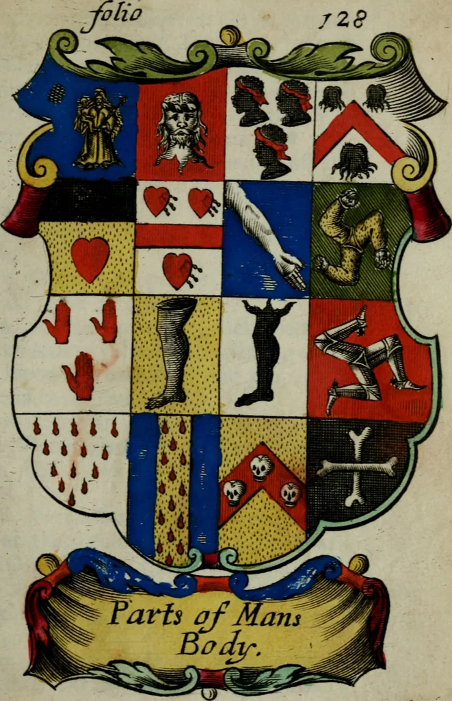 An illustration from An essay to heraldry in two parts. The first containing ... the body of heraldry: the second, honour civil and military; being a treatise of the nobility and gentry of England ... The whole illustrated with variety of ... sculptures .., 1684, leaf 192