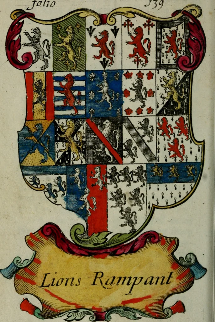 An illustration from An essay to heraldry in two parts. The first containing ... the body of heraldry: the second, honour civil and military; being a treatise of the nobility and gentry of England ... The whole illustrated with variety of ... sculptures .., 1684, leaf 207