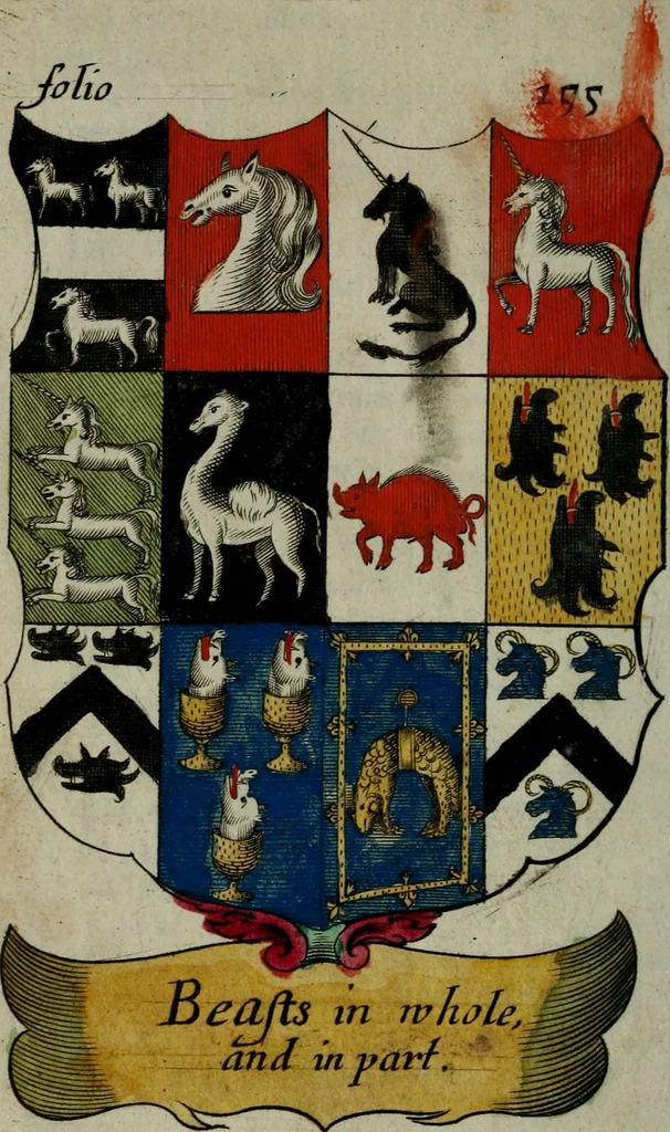An illustration from An essay to heraldry in two parts. The first containing ... the body of heraldry: the second, honour civil and military; being a treatise of the nobility and gentry of England ... The whole illustrated with variety of ... sculptures .., 1684, leaf 229