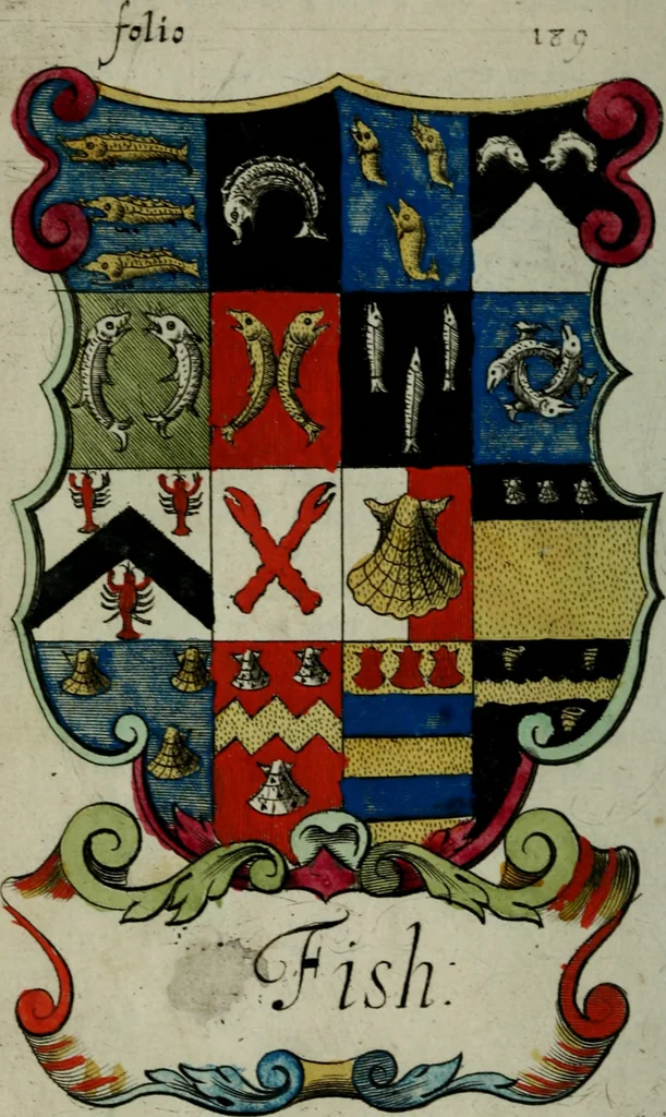 An illustration from An essay to heraldry in two parts. The first containing ... the body of heraldry: the second, honour civil and military; being a treatise of the nobility and gentry of England ... The whole illustrated with variety of ... sculptures .., 1684, leaf 273