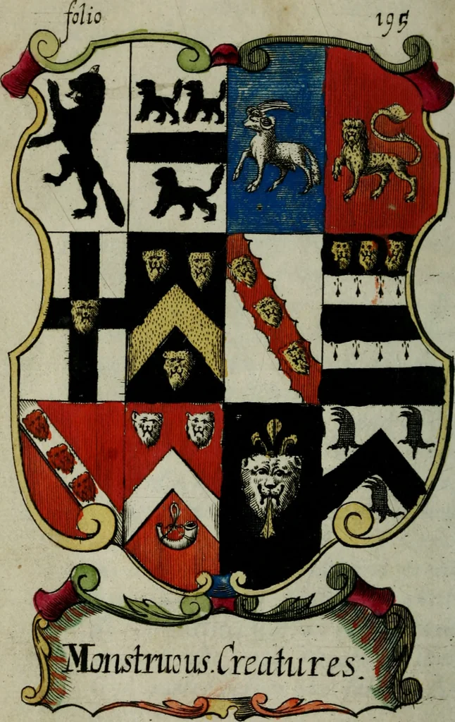 An illustration from An essay to heraldry in two parts. The first containing ... the body of heraldry: the second, honour civil and military; being a treatise of the nobility and gentry of England ... The whole illustrated with variety of ... sculptures .., 1684, leaf 281