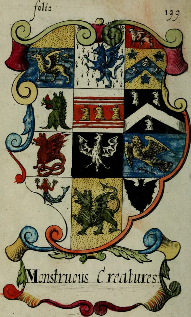 An illustration from An essay to heraldry in two parts. The first containing ... the body of heraldry: the second, honour civil and military; being a treatise of the nobility and gentry of England ... The whole illustrated with variety of ... sculptures .., 1684, leaf 287