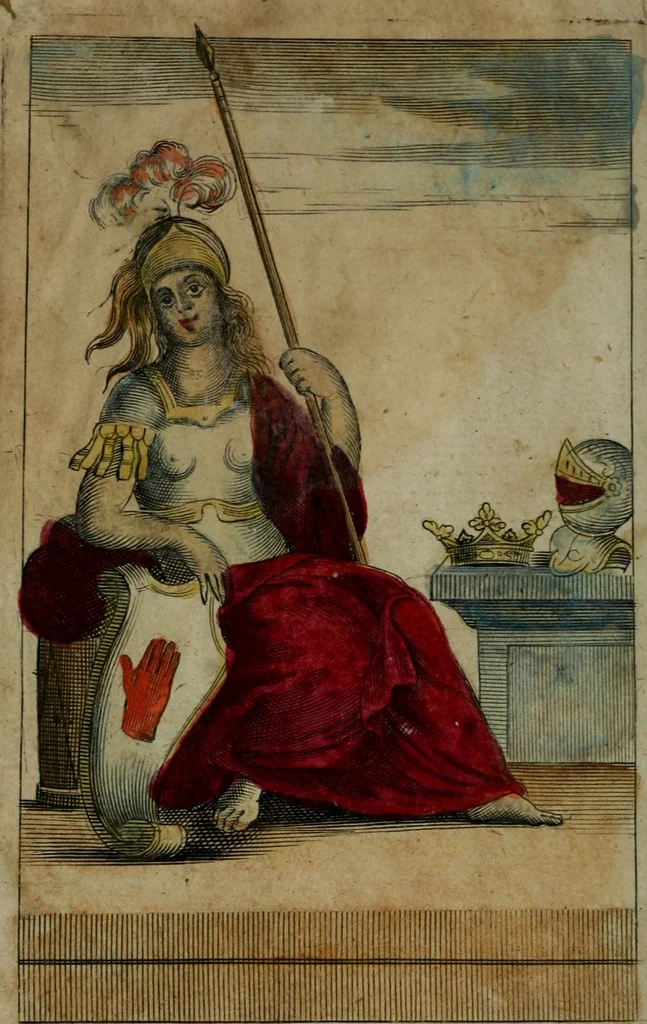 An illustration from An essay to heraldry in two parts. The first containing ... the body of heraldry: the second, honour civil and military; being a treatise of the nobility and gentry of England ... The whole illustrated with variety of ... sculptures .., 1684, leaf 3
