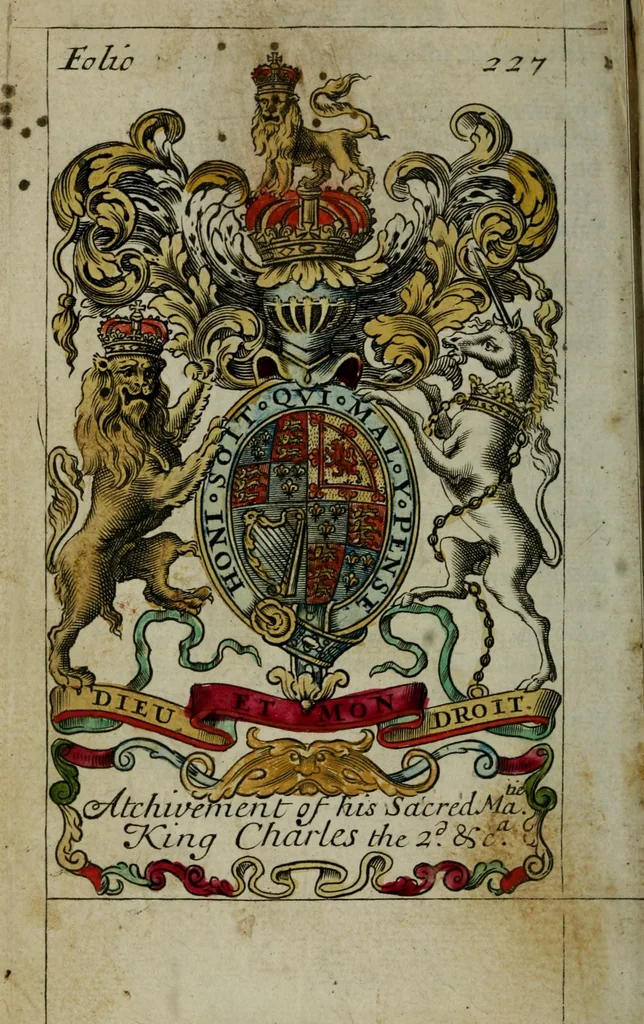 An illustration from An essay to heraldry in two parts. The first containing ... the body of heraldry: the second, honour civil and military; being a treatise of the nobility and gentry of England ... The whole illustrated with variety of ... sculptures .., 1684, leaf 317