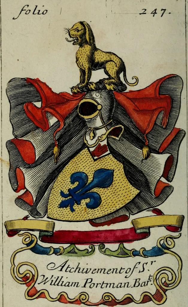 An illustration from An essay to heraldry in two parts. The first containing ... the body of heraldry: the second, honour civil and military; being a treatise of the nobility and gentry of England ... The whole illustrated with variety of ... sculptures .., 1684, leaf 351