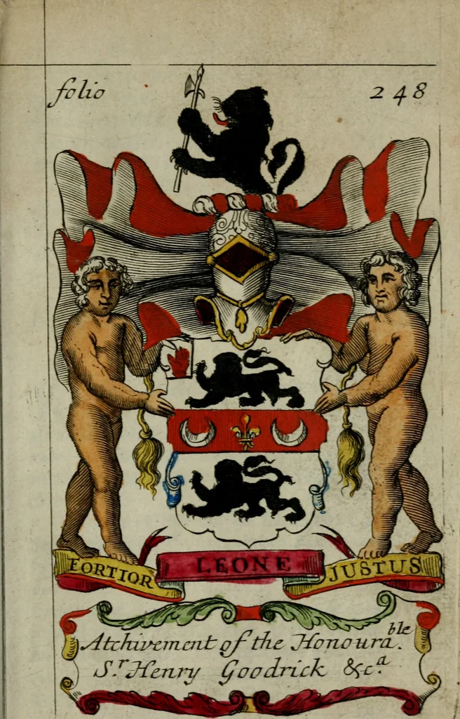 An illustration from An essay to heraldry in two parts. The first containing ... the body of heraldry: the second, honour civil and military; being a treatise of the nobility and gentry of England ... The whole illustrated with variety of ... sculptures .., 1684, leaf 354