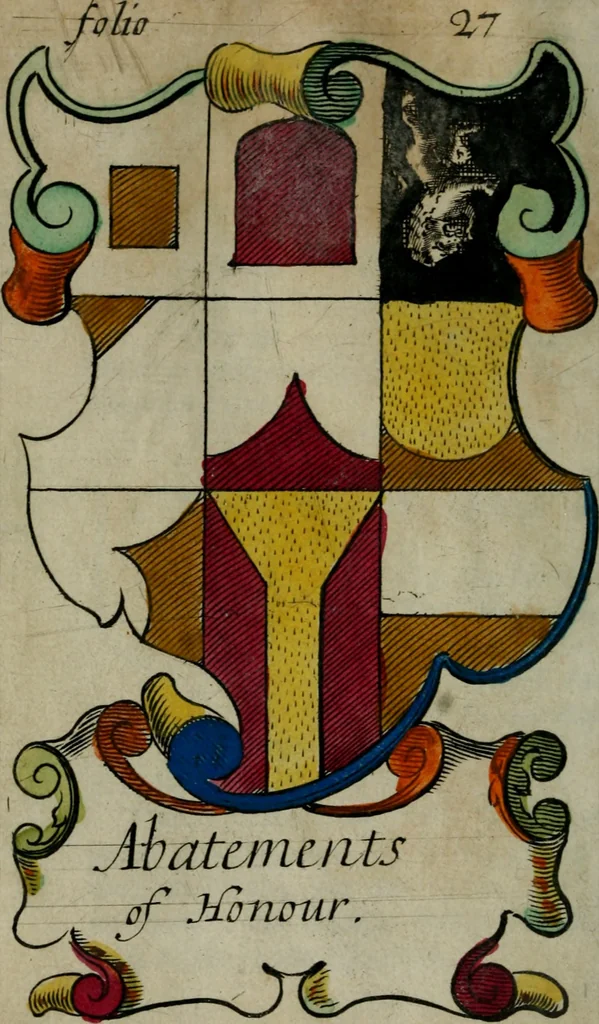 An illustration from An essay to heraldry in two parts. The first containing ... the body of heraldry: the second, honour civil and military; being a treatise of the nobility and gentry of England ... The whole illustrated with variety of ... sculptures .., 1684, leaf 43