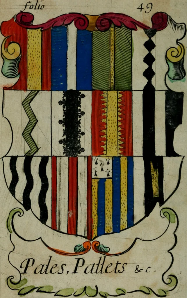 An illustration from An essay to heraldry in two parts. The first containing ... the body of heraldry: the second, honour civil and military; being a treatise of the nobility and gentry of England ... The whole illustrated with variety of ... sculptures .., 1684, leaf 75