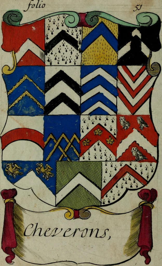 An illustration from An essay to heraldry in two parts. The first containing ... the body of heraldry: the second, honour civil and military; being a treatise of the nobility and gentry of England ... The whole illustrated with variety of ... sculptures .., 1684, leaf 79