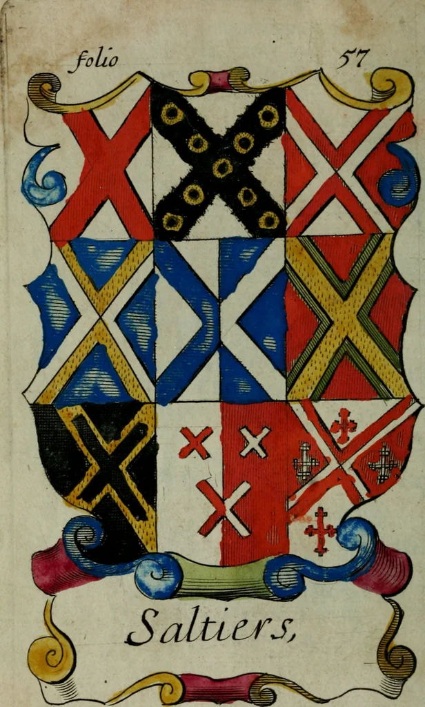 An illustration from An essay to heraldry in two parts. The first containing ... the body of heraldry: the second, honour civil and military; being a treatise of the nobility and gentry of England ... The whole illustrated with variety of ... sculptures .., 1684, leaf 89