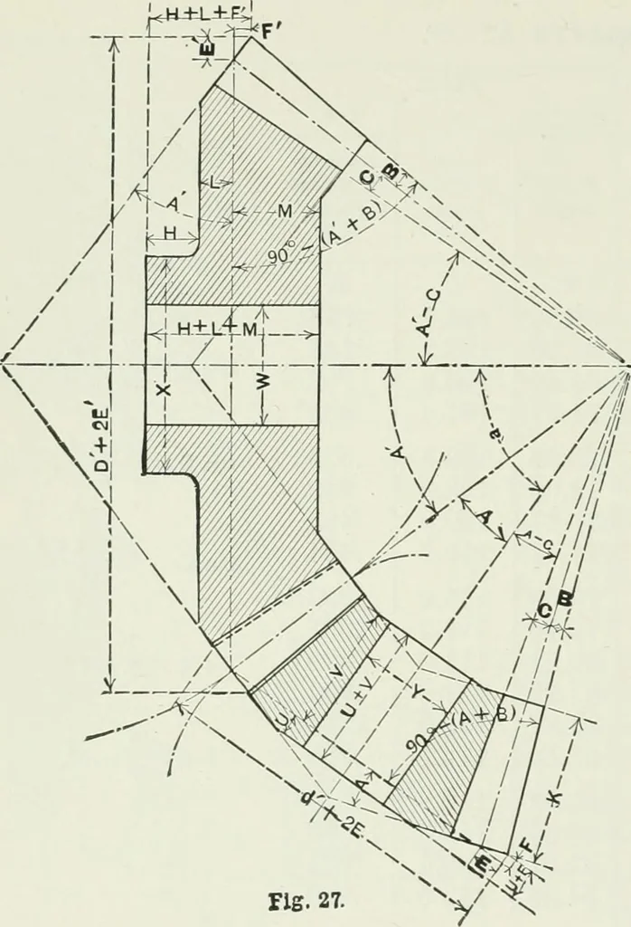 An illustration from The essentials of gearing; a text book for students and for self-instruction, containing numerous problems and practical formulas, 1911, leaf 84