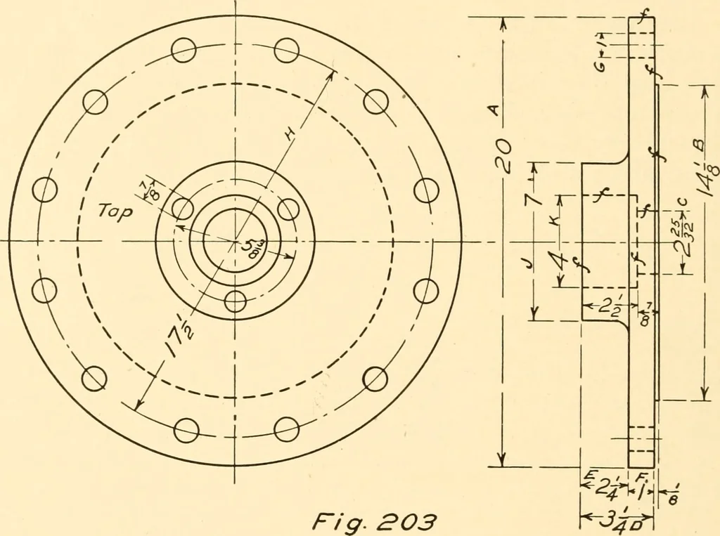 An illustration from Essentials of drafting; a text and problem book for apprentice, trade and evening technical schools, 1918, leaf 101