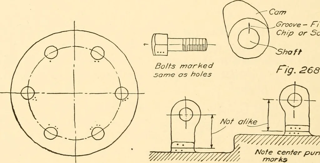 An illustration from Essentials of drafting; a text and problem book for apprentice, trade and evening technical schools, 1918, leaf 119