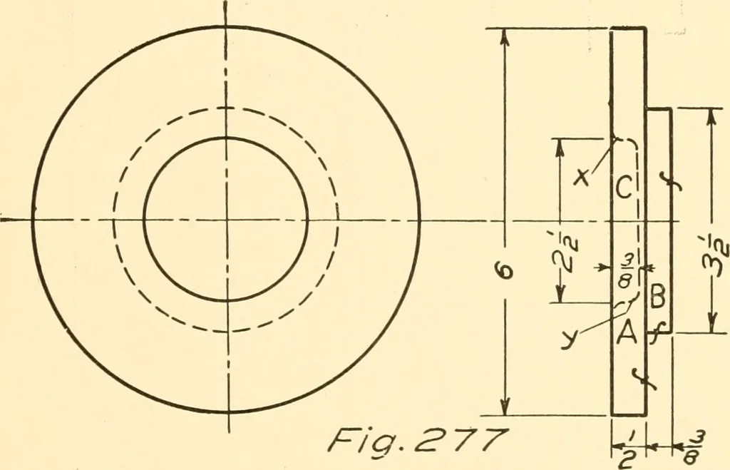 An illustration from Essentials of drafting; a text and problem book for apprentice, trade and evening technical schools, 1918, leaf 126