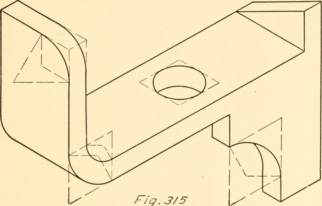 An illustration from Essentials of drafting; a text and problem book for apprentice, trade and evening technical schools, 1918, leaf 150