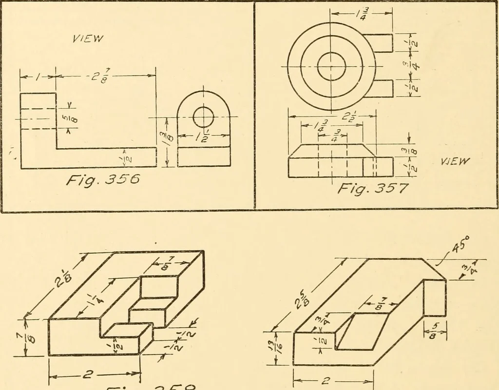 An illustration from Essentials of drafting; a text and problem book for apprentice, trade and evening technical schools, 1918, leaf 165