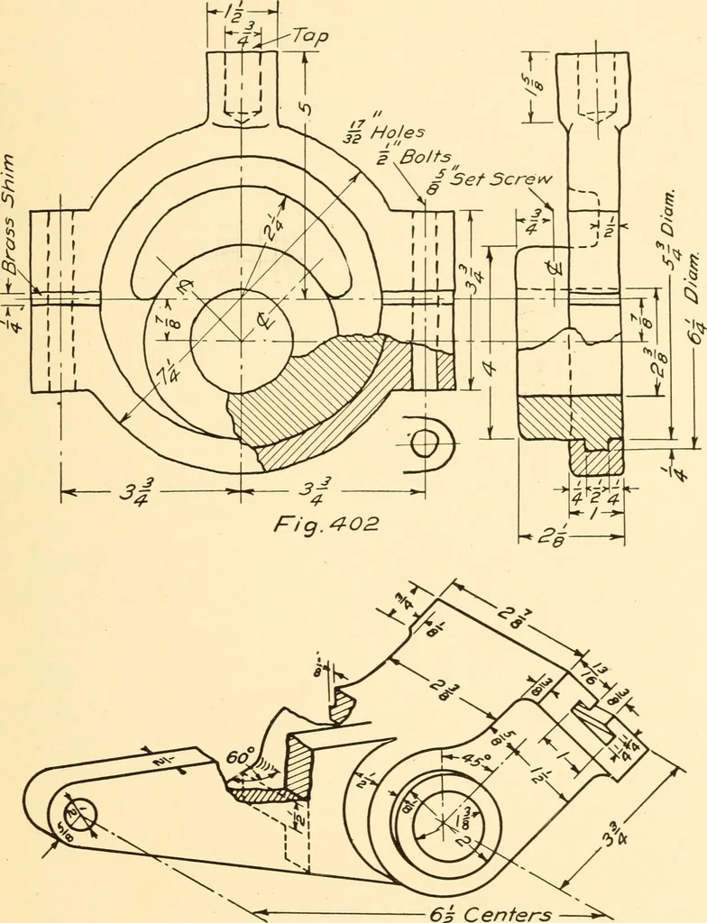 An illustration from Essentials of drafting; a text and problem book for apprentice, trade and evening technical schools, 1918, leaf 178