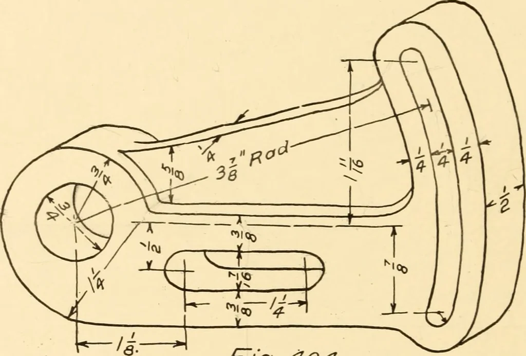 An illustration from Essentials of drafting; a text and problem book for apprentice, trade and evening technical schools, 1918, leaf 179