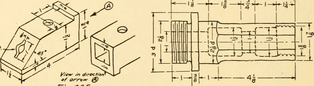An illustration from Essentials of drafting; a text and problem book for apprentice, trade and evening technical schools, 1918, leaf 179